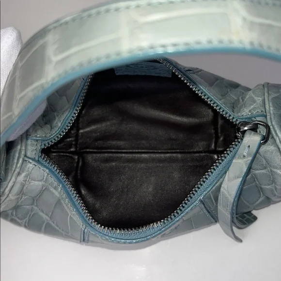 Auth. Tods Vintage Bamboo Barrel Mini Bag ~ in Blue Alligator 🐊 Skin Leather